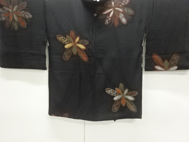 JAPANESE KIMONO / ANTIQUE TAISHO ROMANTIC STYLE: LACQUER FLOWER PATTER